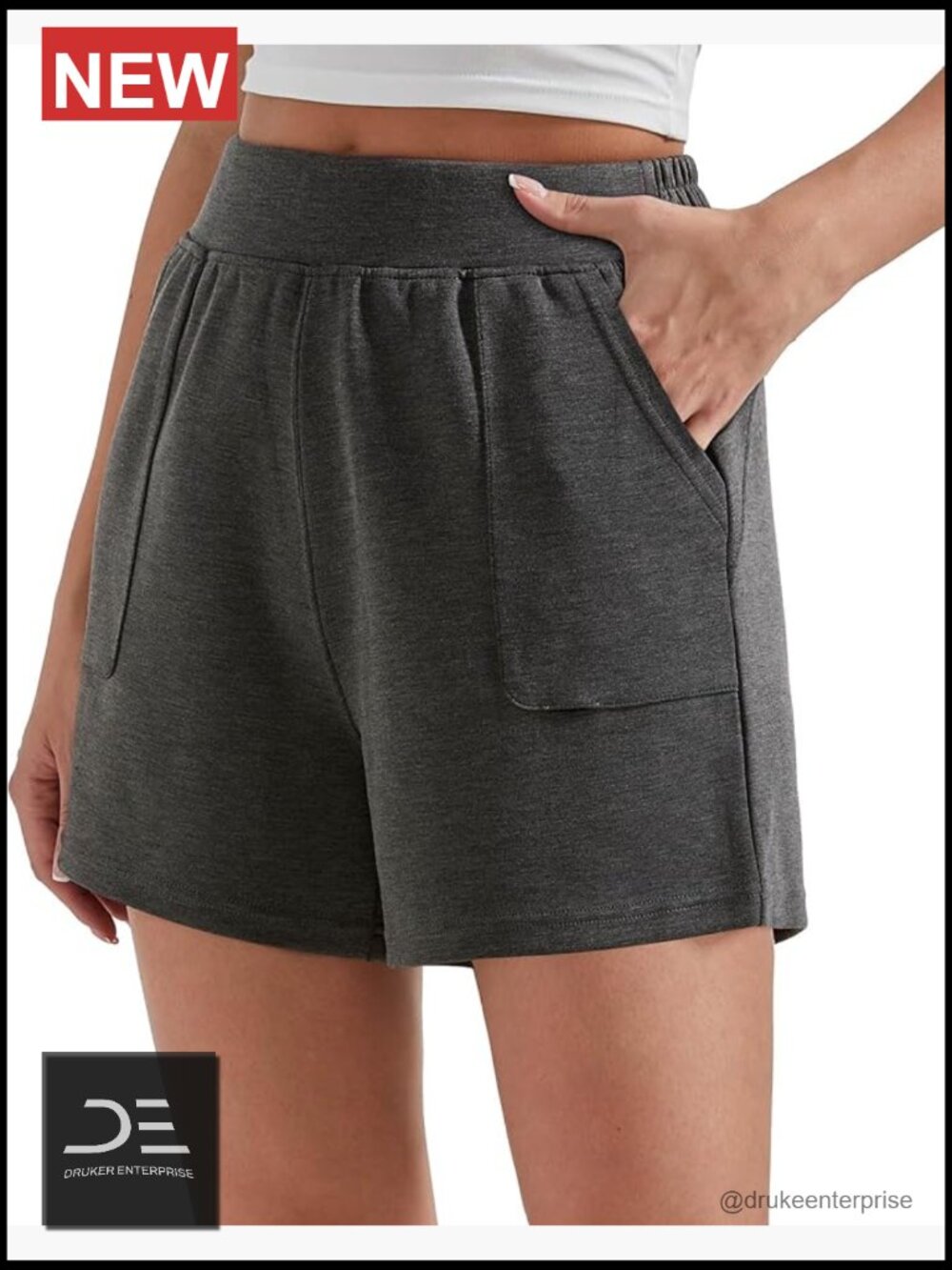 High Waisted Athletic Sweat Shorts with Pockets